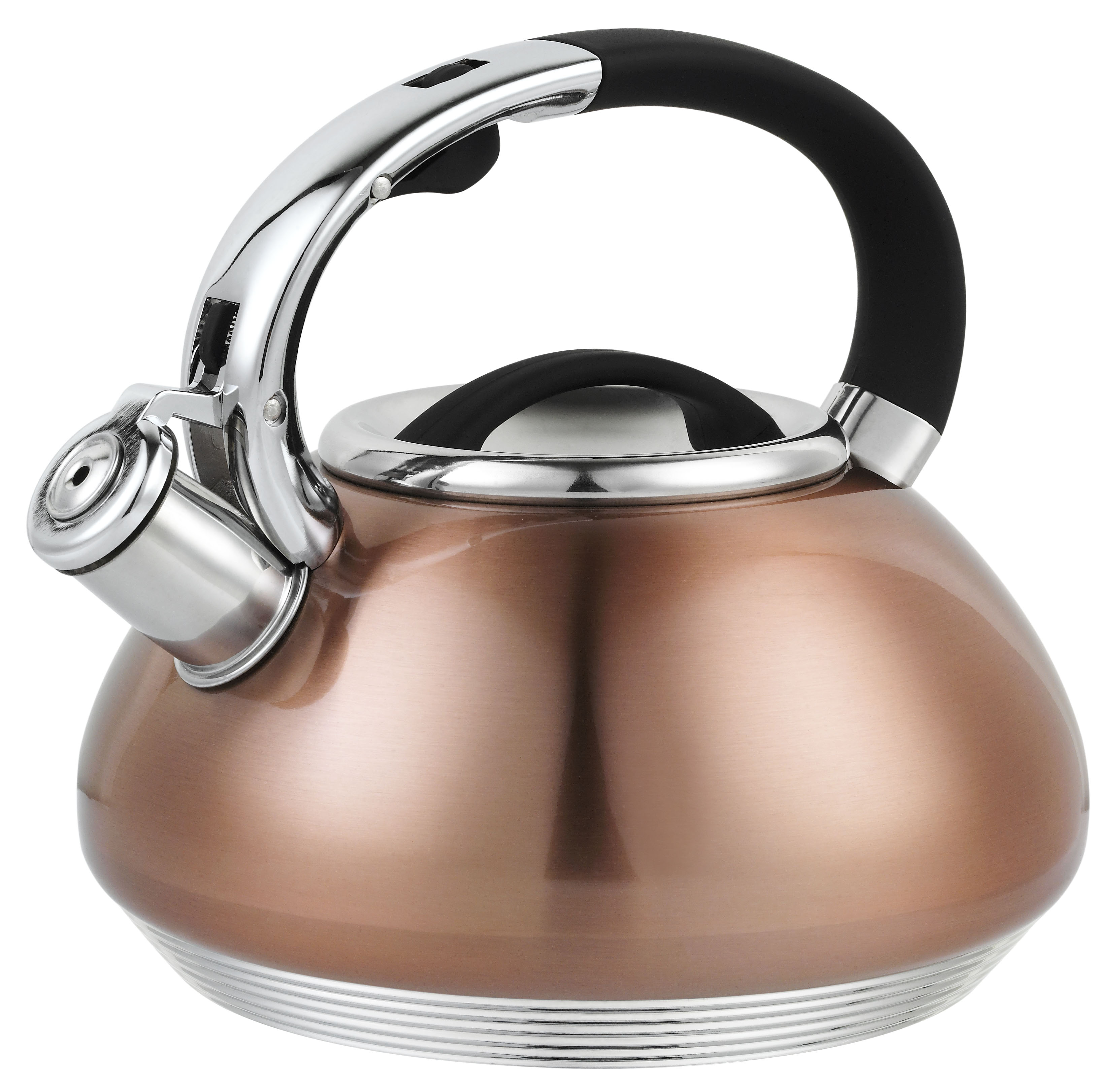 New Design 7Steps 3.0L Cookware Set Stainless Steel Whistling Kettle Water Kettle with Zinc Alloy Handle